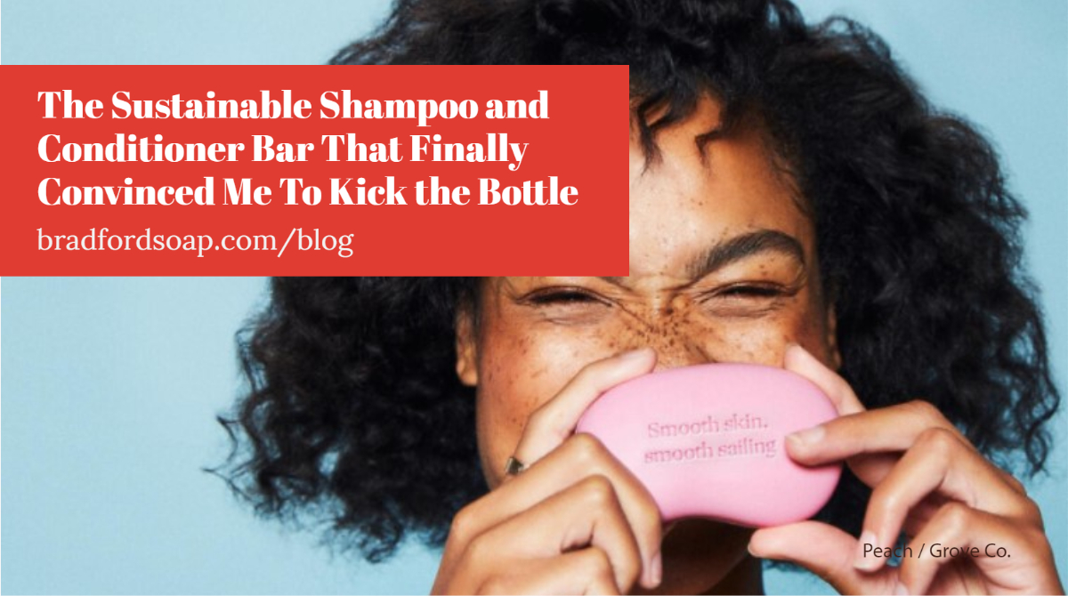 BradfordSoap's tweet photo. If you havenโt heard of #GroveCollaborative or their new Peach line of solid #cleaners, youโre going to love this article from Well + Good. Check out why using low-water content bar #soaps and solid #shampoos are the best steps toward sustainability. https://t.co/4Kp4MOZHKB https://t.co/YSaPyoECM2