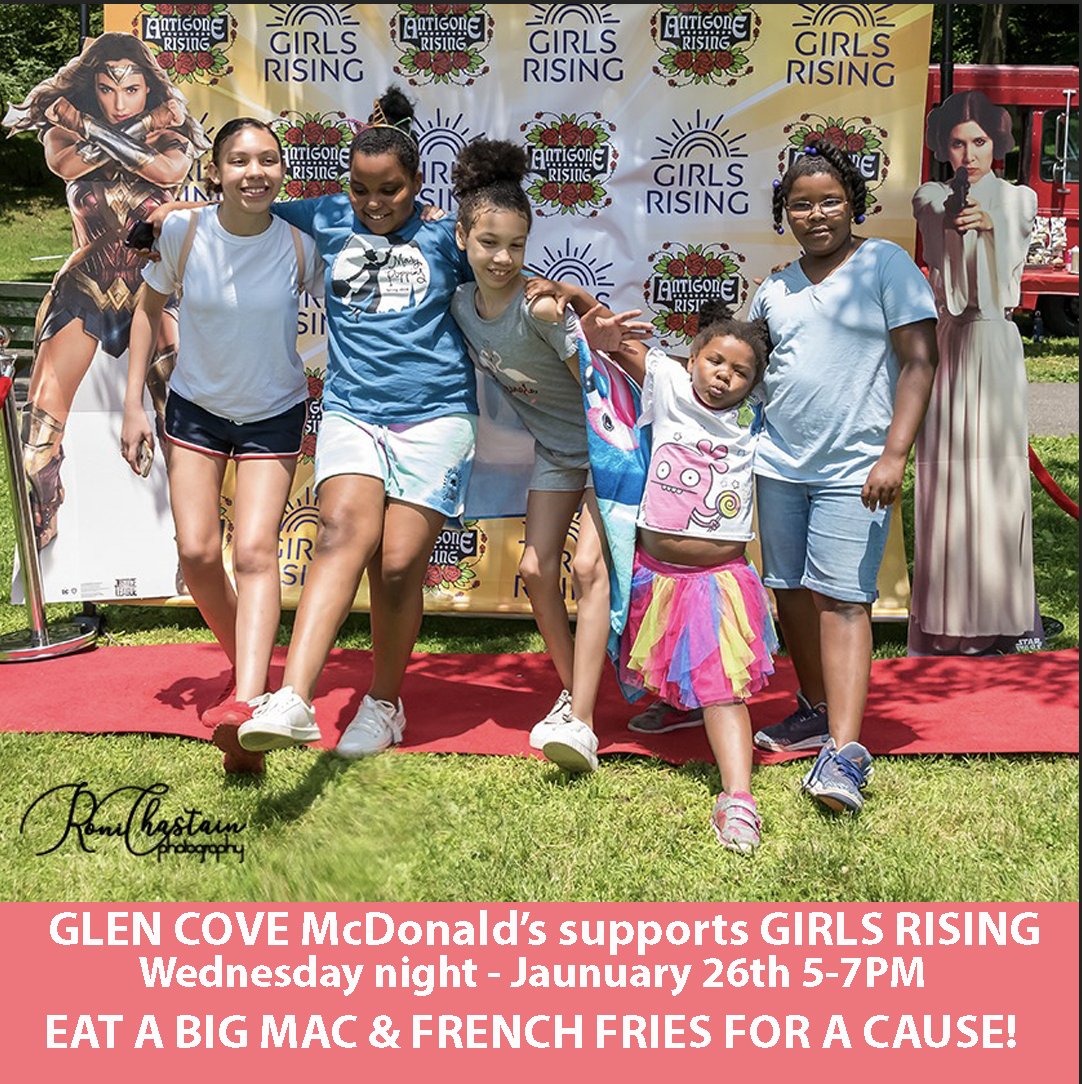 Join us at Glen Cove McDonald's this Wednesday night, 1/26/22, from 5-7PM as proceeds from purchases made will be donated to our nonprofit, GIRLS RISING! Members of the band will be eating french fries and signing CDs if you come into the store!
