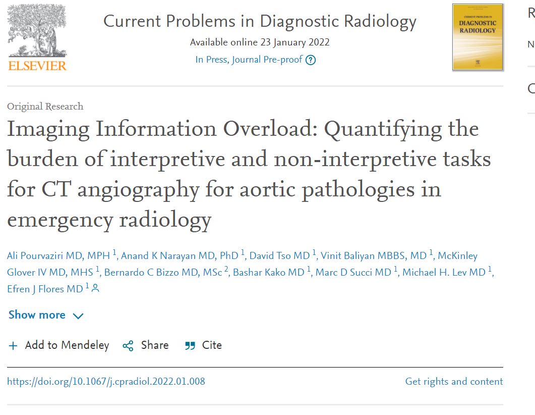 Marc Succi, MD (@marcsuccimd) on Twitter photo "Use of CT angiography in the emergency department has produced a surge of extra work for radiologists and other staffers that warrants extra attention from imaging leaders."
New paper from <a href="/EJFloresMD/">Efrén J. Flores, MD, FACR</a> <a href="/APourvaziri/">Ali Pourvaziri MD MPH</a> & colleagues <a href="/MGHImaging/">Mass General Imaging</a> <a href="/RadiologyBiz/">Radiology Business</a>
bit.ly/3AsyZvQ "Use of CT angiography in the emergency department has produced a surge of extra work for radiologists and other staffers that warrants extra attention from imaging leaders."
New paper from <a href="/EJFloresMD/">Efrén J. Flores, MD, FACR</a> <a href="/APourvaziri/">Ali Pourvaziri MD MPH</a> & colleagues <a href="/MGHImaging/">Mass General Imaging</a> <a href="/RadiologyBiz/">Radiology Business</a>
bit.ly/3AsyZvQ