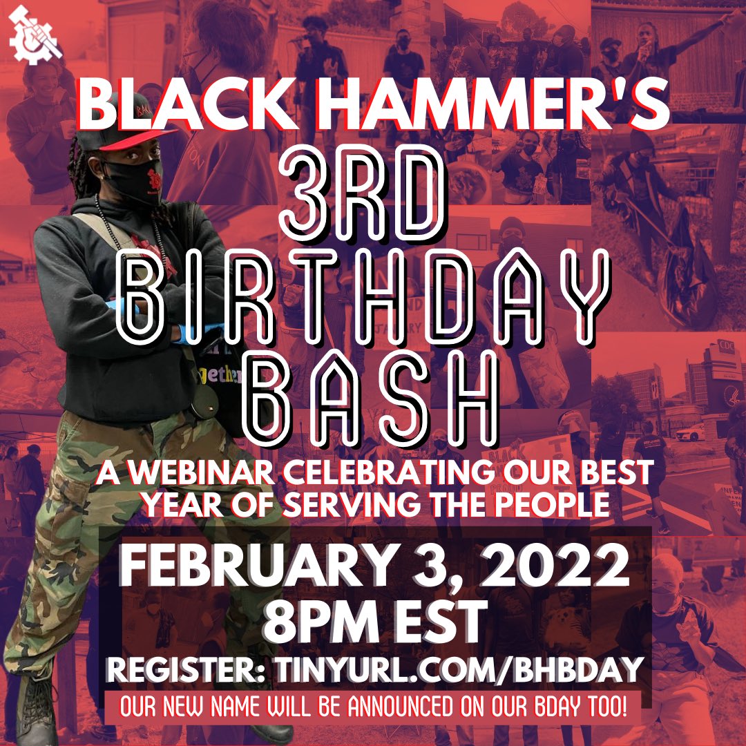 BlkHmmrTimes's tweet photo. Our 3rd birthday is coming up yall! 🎉

Join us for this webinar showcasing the best year of work the Black Hammer Organization has ever done. And hear a SPECIAL announcement about our new name 😮🥳

Register at https://t.co/EKcWc1nCEx to get the link!

#birthday #bday #three https://t.co/Yk67G7ENwt