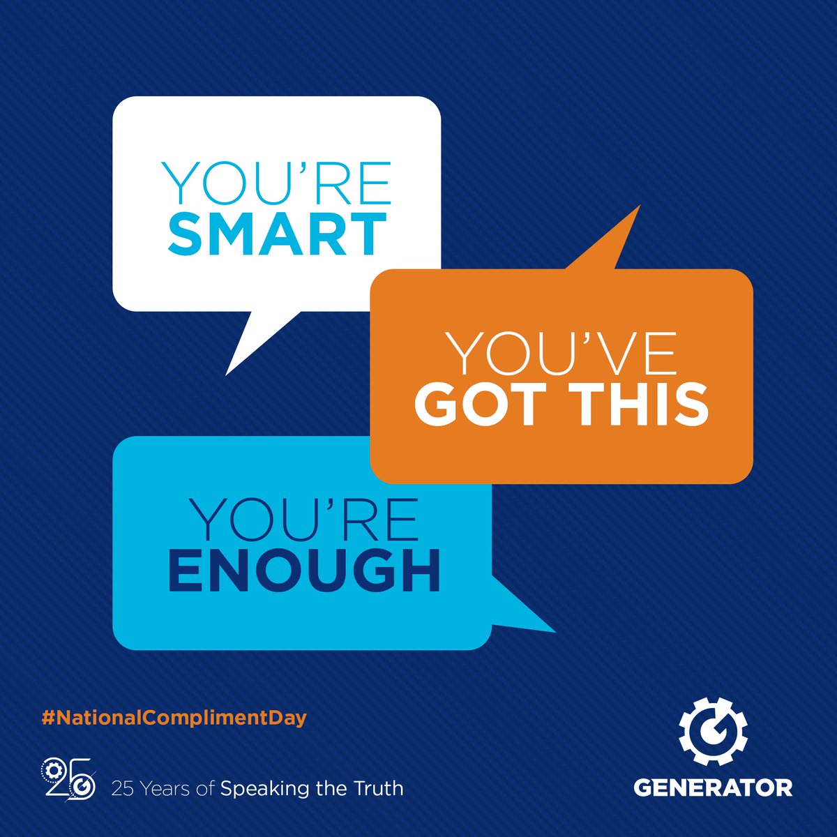 generatordesign's tweet photo. Just sharing a little message to all of our followers, in case some of you need it today. It's #NationalComplimentDay — tag or share with someone who needs a pick-me-up.
#GeneratorDesign #YQG https://t.co/alKsQQDA5n