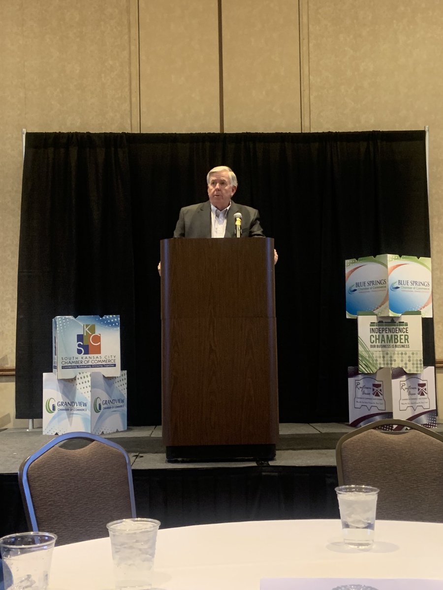 SouthKCChamber's tweet photo. ⁦@GovParsonMO⁩ speaking to our members about the importance of workforce development to our state. https://t.co/pLpRBeXcD5