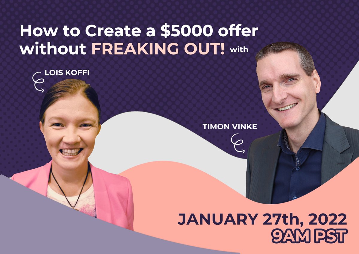 ATTN COACHES AND HEALERS!!!

Are you struggling and need help in creating a $5000 offer?

Ensure this 2022 that you are charging what you are worth

Stop selling yourself short.

Claim your free spots here and see you on Thursday, Jan 27th at 9 am PST: us02web.zoom.us/webinar/regist…