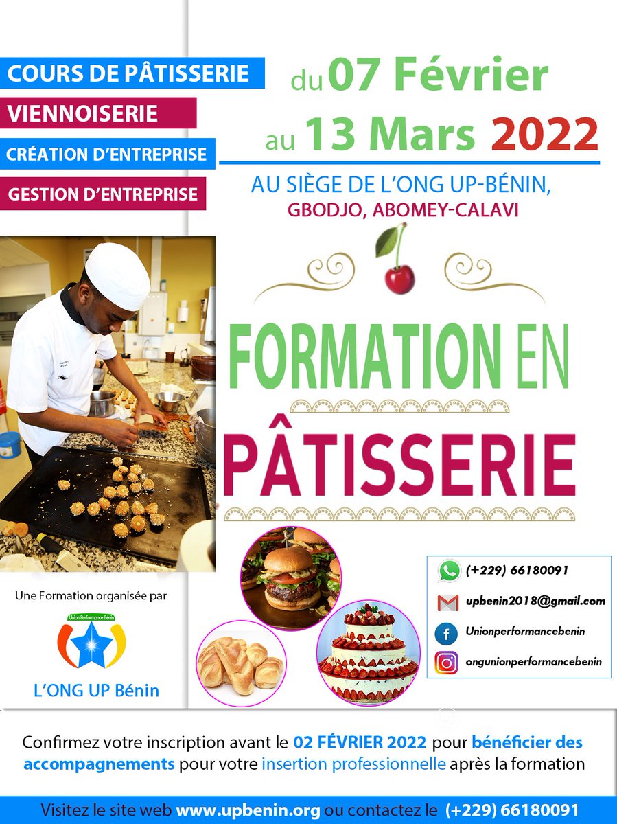 oncle_phill's tweet photo. Amenez les jeunes et les personnes vulnérables à s'auto-employer contribuera à réduire le taux de chômage et participer à l'amélioration de leurs conditions de vies. L'ONG UP-Benin lance une formation pratique en pâtisserie.  https://t.co/QTkflVFyBd https://t.co/Vsb5evSCZZ