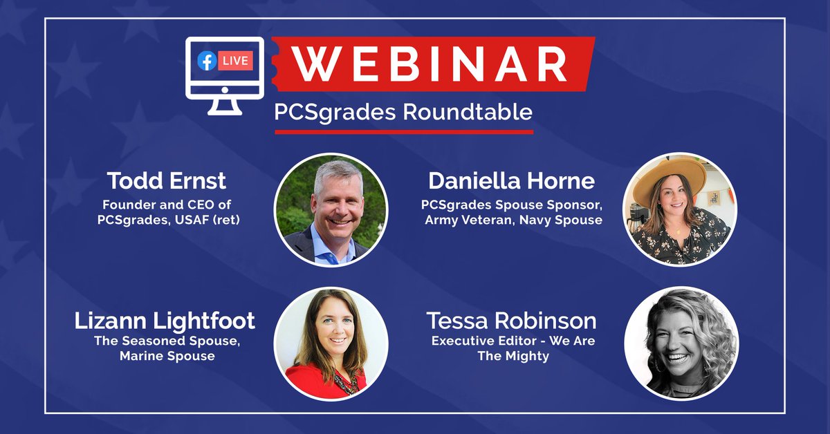 PCSgrades's tweet image. Join us LIVE tomorrow as we address the current PCS issues military families are facing in 2022! Our round table is full of military families just like you are ready to help!
#PCSnews #PCStips #PCSgrades #militarymove #militaryfamily