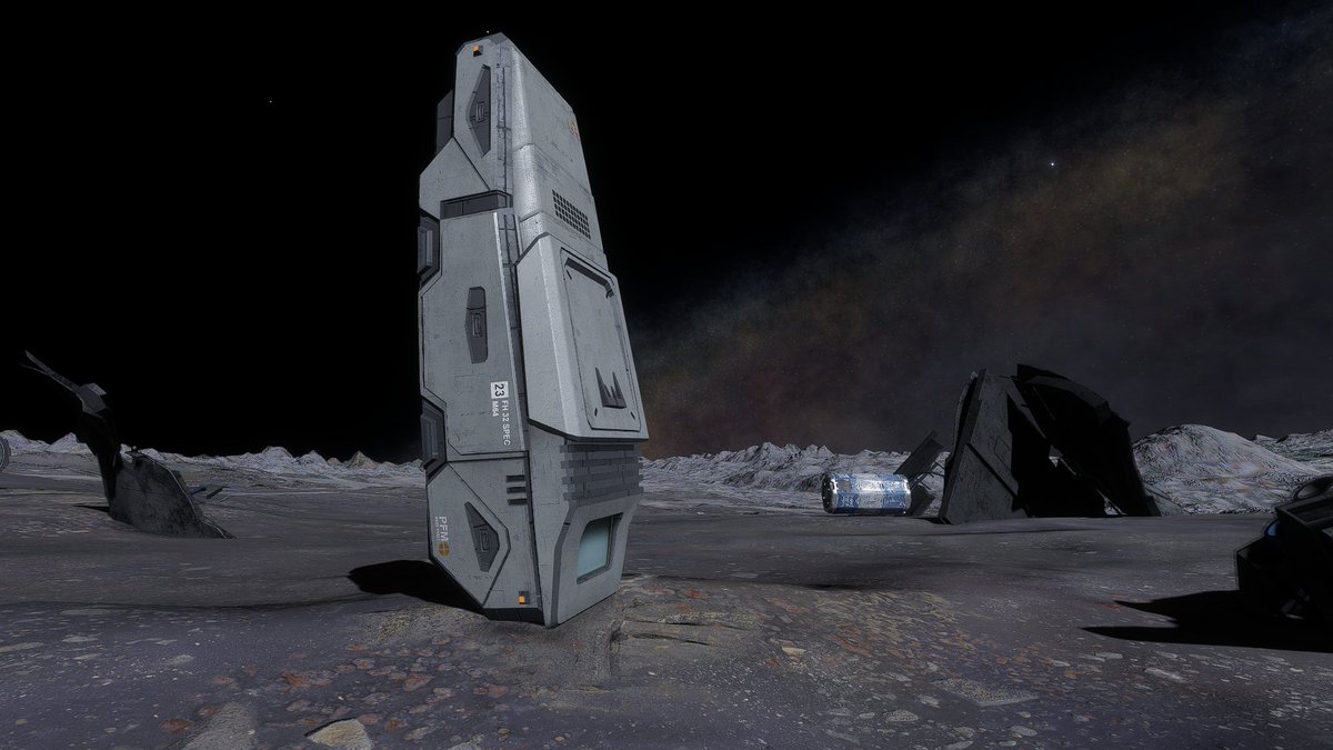 Cmdr_HW's tweet photo. Second crash site located on the same body. We're not sure what has been going on here. After careful assessment we believe that the occupant of this escape pod has injuries incompatible with life after being upside down since 3304... 
#EliteDangerousOdyssey https://t.co/e5wohmGLpH