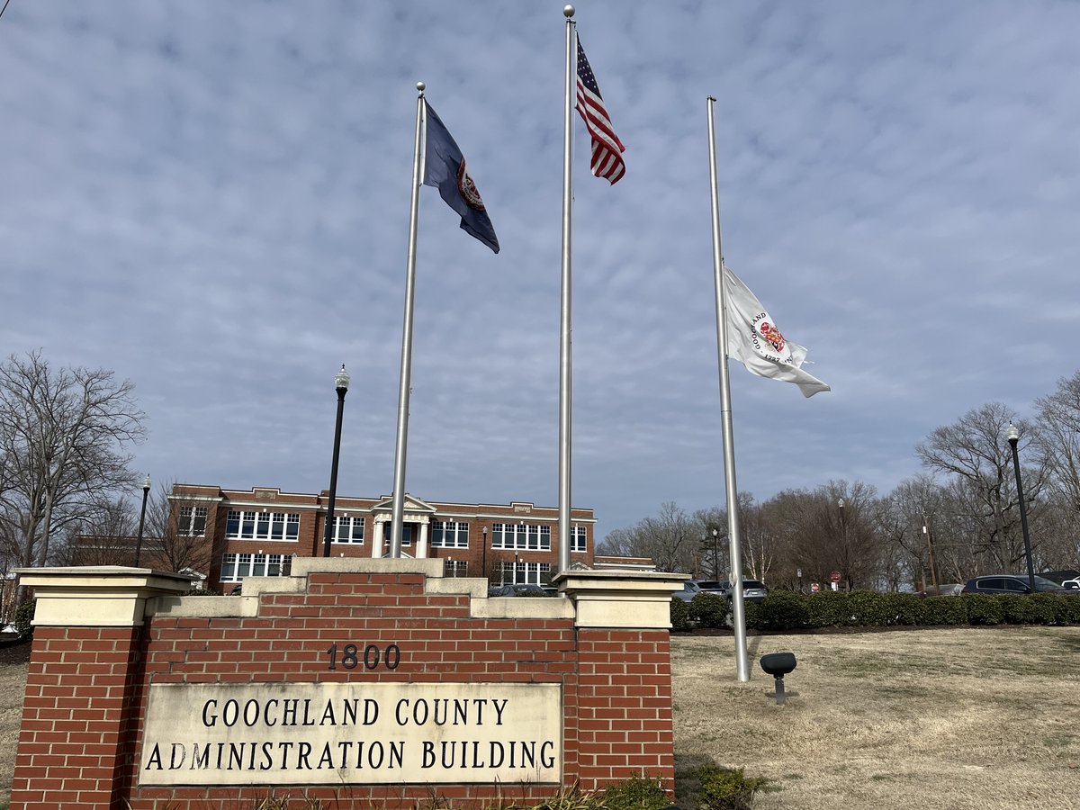 GoochlandGovtVA's tweet photo. The #Goochland flag was lowered to half-staff today and will remain through Jan. 25th in honor & recognition of former Chesterfield County Administrator Jay Stegmaier, who passed away on Jan. 20th.
Goochland joins our RVA neighbors in honoring his 37yrs of service.#OneRegionRVA https://t.co/k9Bl4H8Rem