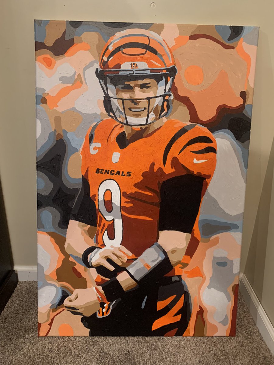 GivenToWhoDey's tweet photo. Just finished my painting @JoeyB hope you like. Would be coolest thing ever to get your autograph on it. #WhoDey #NFL #Bengals https://t.co/oLAvmJw3O7