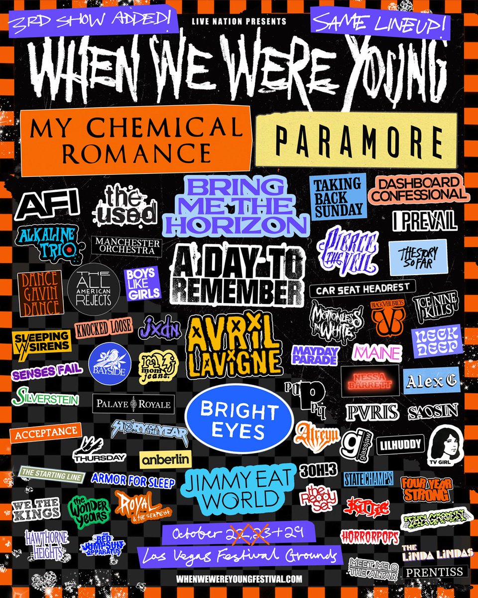 StoryoftheYear's tweet photo. WHEN WE WERE YOUNG Fest DAY 3 just added on Saturday, October 29th! https://t.co/w0EBsVXMfA https://t.co/wgEZ9kvA6T