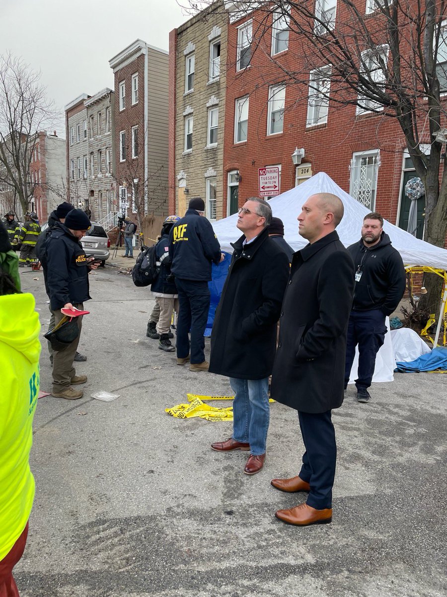 IAFFPresident's tweet photo. On the ground with 4th District VP @akpantelis in Baltimore to support the members and families of @officers964 and @BCFDL734 on this tragic day. Our hearts break with you and this community. https://t.co/jbXCv5FExc