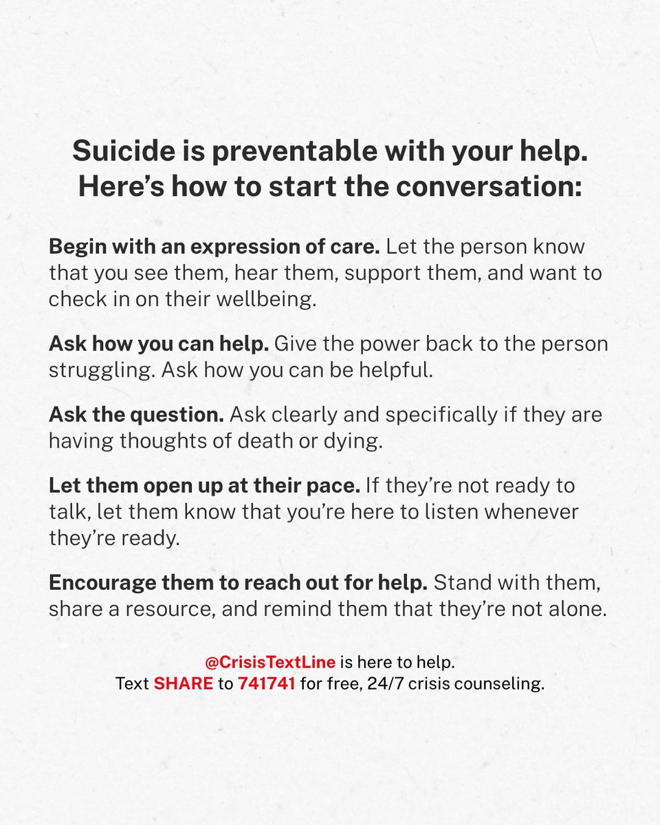 It's brave to reach out. If you or someone you know is contemplating suicide, remember that you can text SHARE to 741741 to reach a Crisis Counselor.