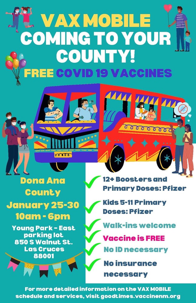 LCPSnet's tweet photo. Vax-Mobile Events Dona Ana County - Week of January 24th 2022 https://t.co/7py7oQ0eXa https://t.co/213DTInNrg
