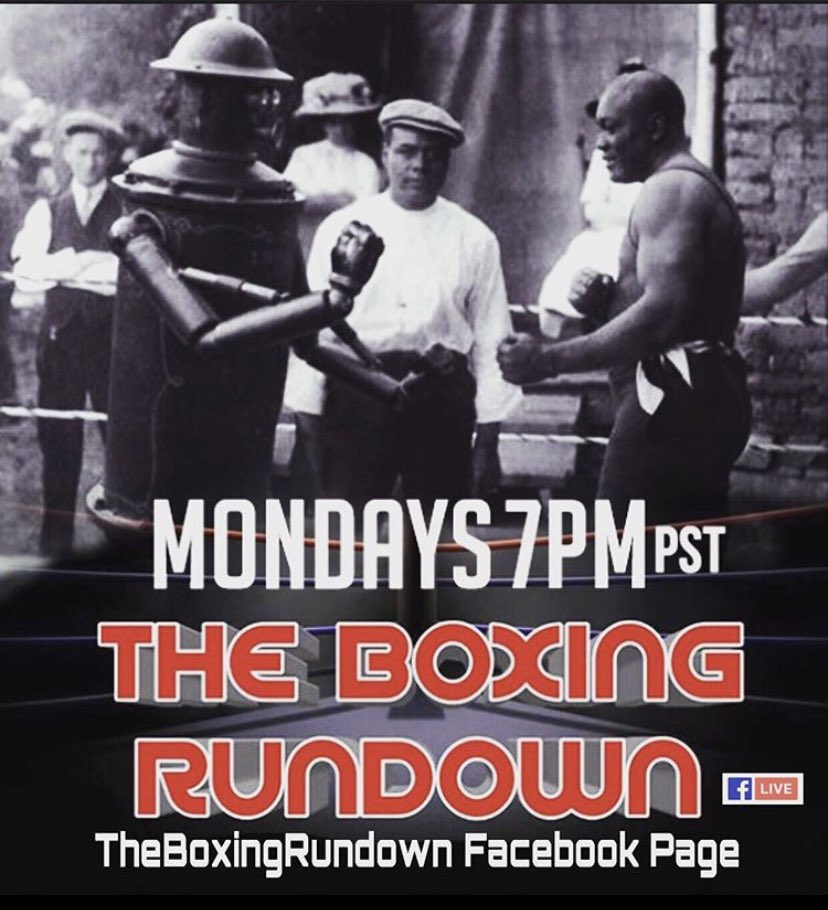BoxingROKus's tweet photo. Tonight #TheBoxingRundownShow is officially BACK! We also have new segment on show make sure you all Tune In at 7pm PST/10pm EST on #TheBoxingRundown Facebook page. #ThankYou for the Support.
#TheOriginalBoxingShow #BoxingTalks #BoxingReport #BoxingRumors #BoxingNews
@Fern_323 https://t.co/msn46XvooX