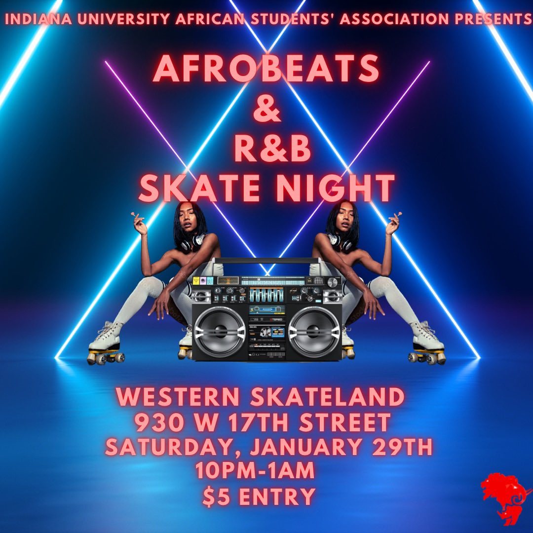 IU_ASA's tweet photo. Our final event this week 👀 

They don’t call us ASA Big Lit for no reason 👀. This week we’re keeping y’all busy with three events! Our last event to wrap up the week is an Afrobeats and R&amp;B skate night on Saturday! Be there or miss out on good vibes and good music! 😌 https://t.co/skM9Tyceyx