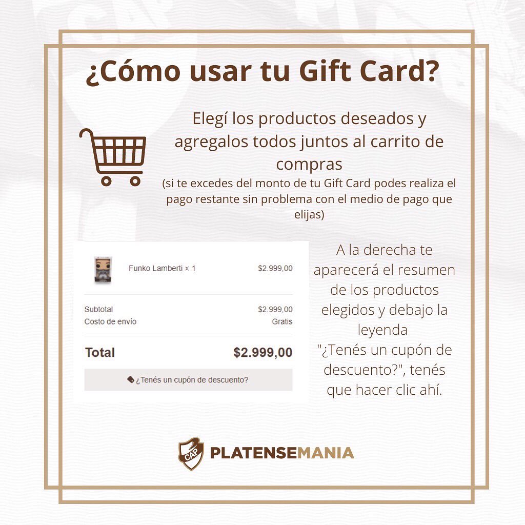 PlatenseMania's tweet photo. ¿No sabés qué regalar? ¡Obsequia una gift card de PlatenseManía! 🎁💳

💻 Encontrá todas las bases y condiciones de uso en la descripción del producto. 

📲 Conseguila ya en https://t.co/wndA8BTZsN

#VamosCalamares🦑 https://t.co/yAgnMXzLqr