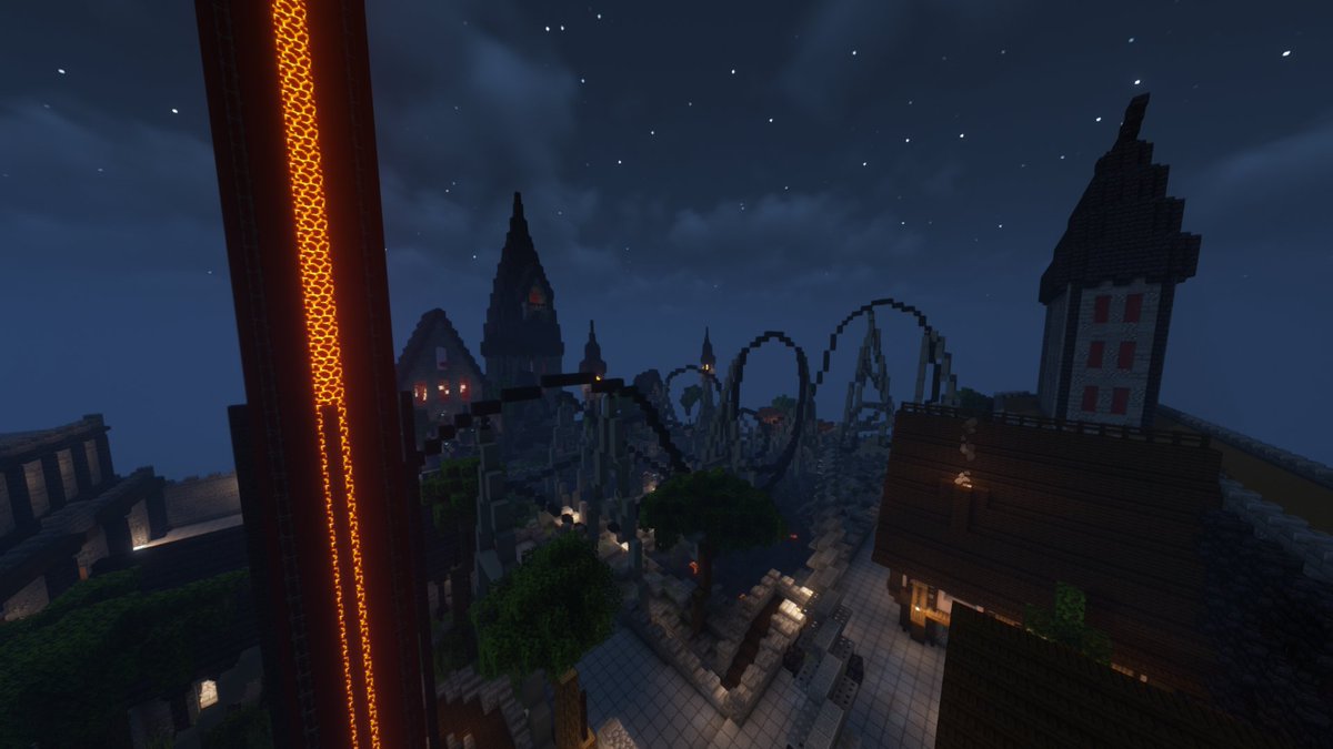 pixolian's tweet photo. Verloren is now officially open at Fir Mount Park! This has been a long project for me and im very proud of it! If you get a moment, take a look around! /warp verloren

Featuring:
- CURSE, Double Launch Coaster
- Descent, 100 block tall drop tower
- The Labyrinth, Maze https://t.co/U2bosCQTt5