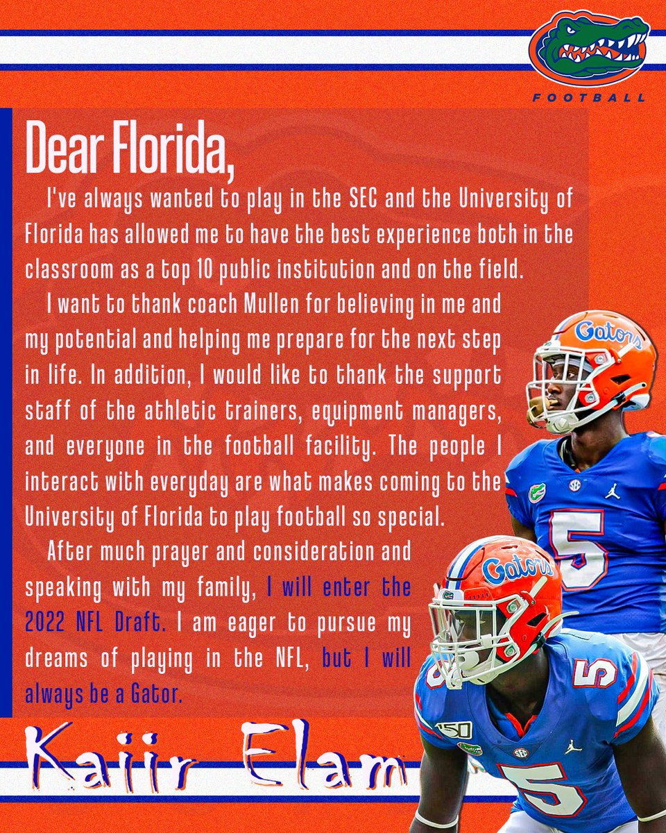 AS_SportsDesign's tweet photo. [ARTE]
Kaiir Elam
Florida Gators

Após sugestão do @Perronaldinh, tentei fazer uma arte para a declaração para o Draft do CB Kaiir Elam.

Pra ser sincero, não gostei tanto do resultado. Mas como esse perfil serve para documentar também minha evolução, achei pertinente postar. https://t.co/i8OnjsLNQZ