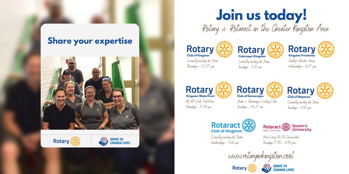 RCKingston_ON's tweet photo. Are you looking to give back to your local community? Swipe to learn more and see our Rotarians and Rotaractors getting involved!
#RotaryInternational
#Rotary
#RotaryDistrict7040
#Rotaract
#WhyJoinRotary
#ygk https://t.co/uX8LD4eScy