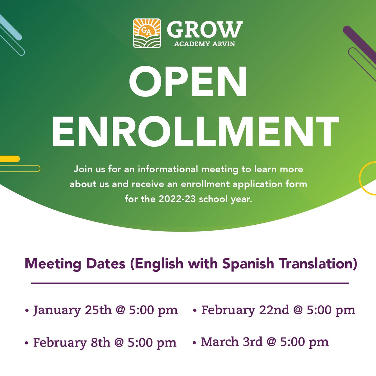 ga_arvin's tweet photo. Our first informational meeting for 2022-23 Open Enrollment will take place tomorrow, January 25th at 5:00 PM. 

Join us to learn more about our academic model and our mission using the following Zoom link: https://t.co/nZUvS2H3Eg https://t.co/5Zj6RrYvJp