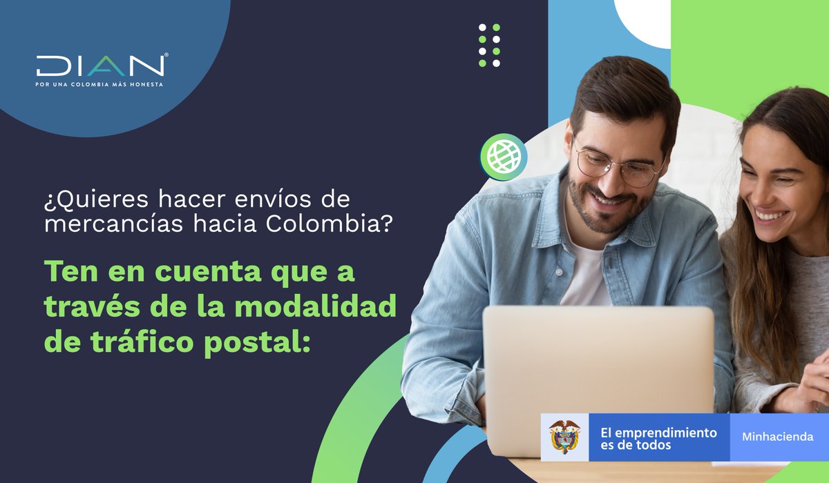 DIANColombia's tweet photo. 💻 Tus compras por Internet, correspondencia o paquetes postales, deben cumplir con algunos aspectos básicos para poder llegar a Colombia sin contratiempos. Consulta más información aquí 👉 https://t.co/2co18AVvSZ https://t.co/aw1eRr0r9W