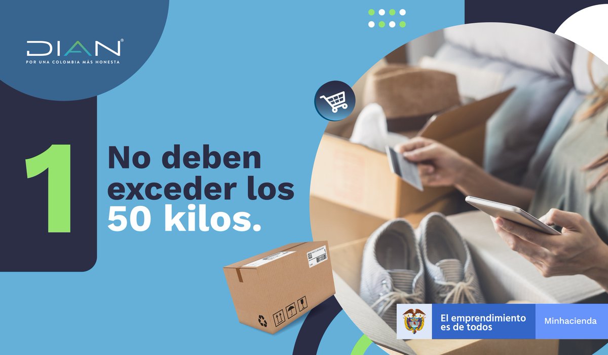 DIANColombia's tweet photo. 💻 Tus compras por Internet, correspondencia o paquetes postales, deben cumplir con algunos aspectos básicos para poder llegar a Colombia sin contratiempos. Consulta más información aquí 👉 https://t.co/2co18AVvSZ https://t.co/aw1eRr0r9W