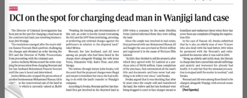 OleItumbi's tweet photo. Hahaaa @DCI_Kenya - I have told you  you just love HEADLINES and DRAMA.

Sasa after all the Movie like episodes at @JimiWanjigi offices...

You ended up charging a DEAD MAN.

Kenyan Investigators and what they call DEEP investigations.... https://t.co/RBOehJrbpP