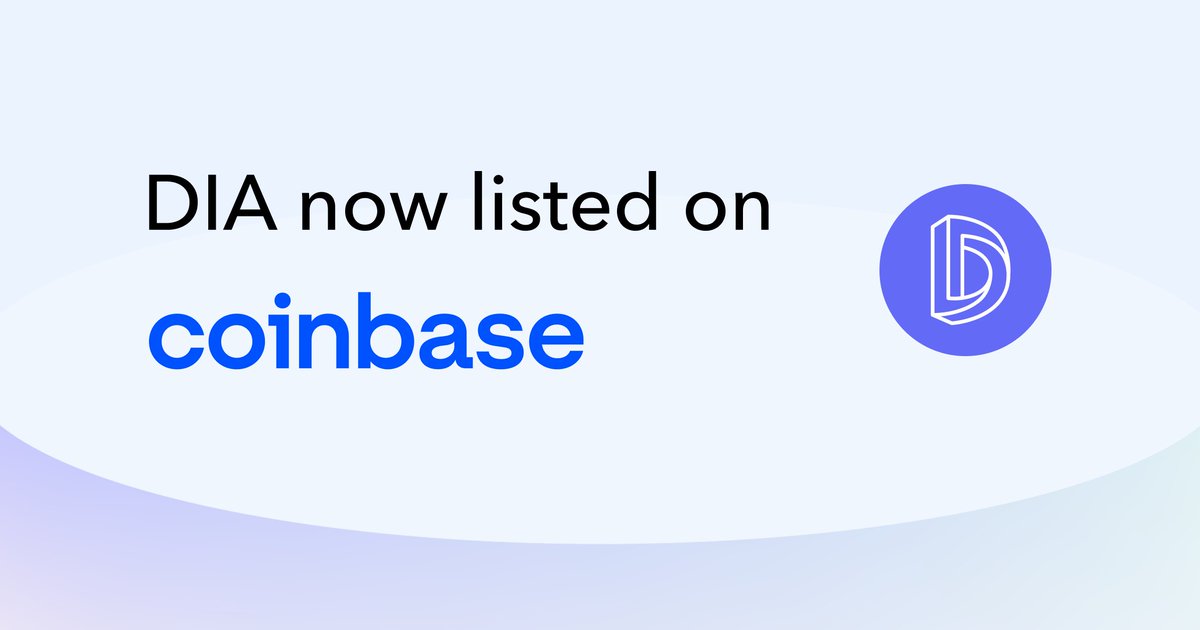 DIAdata_org's tweet photo. 👋 Hello @Coinbase 

We are excited to announce that $DIA has been listed on @CoinbaseExch. 

→ https://t.co/Fw2PCJMCWY https://t.co/OoTwHxiuOE