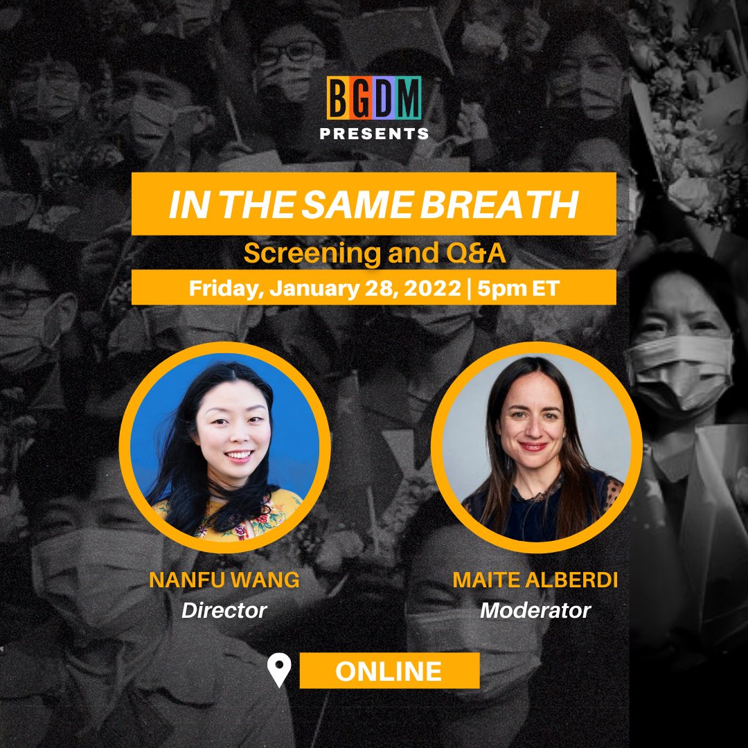 bgdocmafia's tweet photo. #BGDM Presents: Join a virtual screening of IN THE SAME BREATH, followed by an exclusive conversation w/ director Nanfu Wang and Maite Alberdi (Mole Agent) Friday, January 28 at 5pm EST. RSVP: https://t.co/Vaq8wGuTjf #IntheSameBreathHBO #HBO
@HBODocs https://t.co/12ZRONrJMj