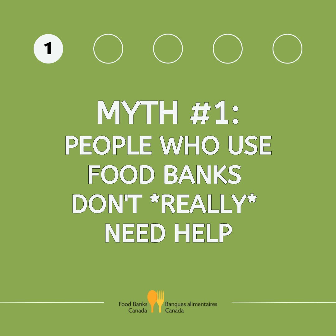 foodbankscanada's tweet photo. @UN The first and most persistent myth is that people who access food bank services aren’t *really* in need and assumes that people who use food banks are somehow "scamming the system.” The data from our most recent #HungerCount report tells a different story. 2/7 https://t.co/yLDKUXyZSD