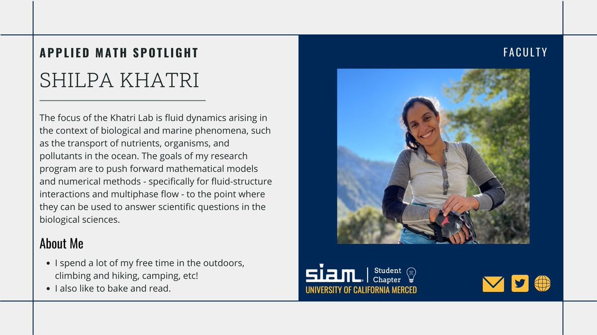 ucmSIAM's tweet photo. Meet one of our UCM AM Faculty, Shilpa Katri! https://t.co/iw9sfXxeaL
