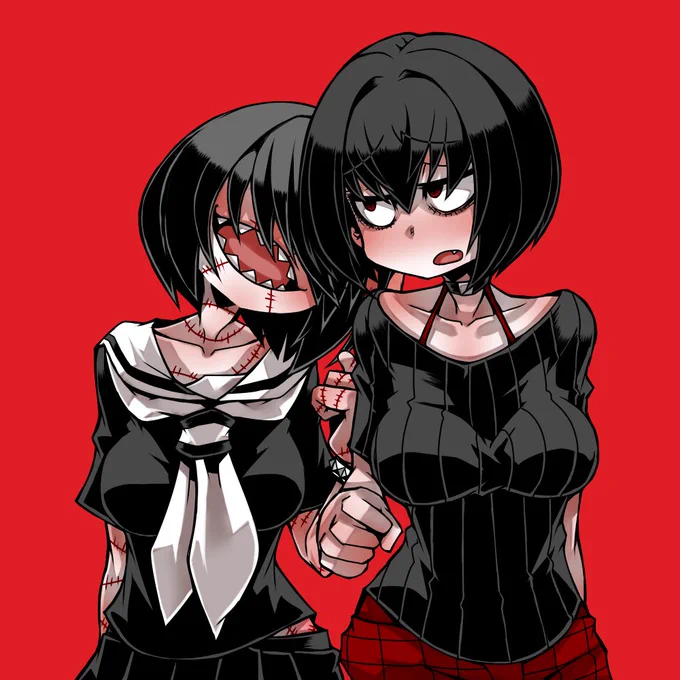 #女の子二人のイラストを貼る見た人もやる 