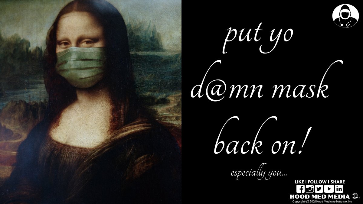 hood_medicine's tweet photo. Why is everyone walking around naked face-breathing again? Now is not the time to falter on the constant discipline it takes to keep COVID out of your airways. These variants are counting on you to give up & let them in.
#PutYoMaskBackOn
#2MasksLike2Chainz
#BeSensibleBeSafe
🦍 https://t.co/vqQozrX5Cw