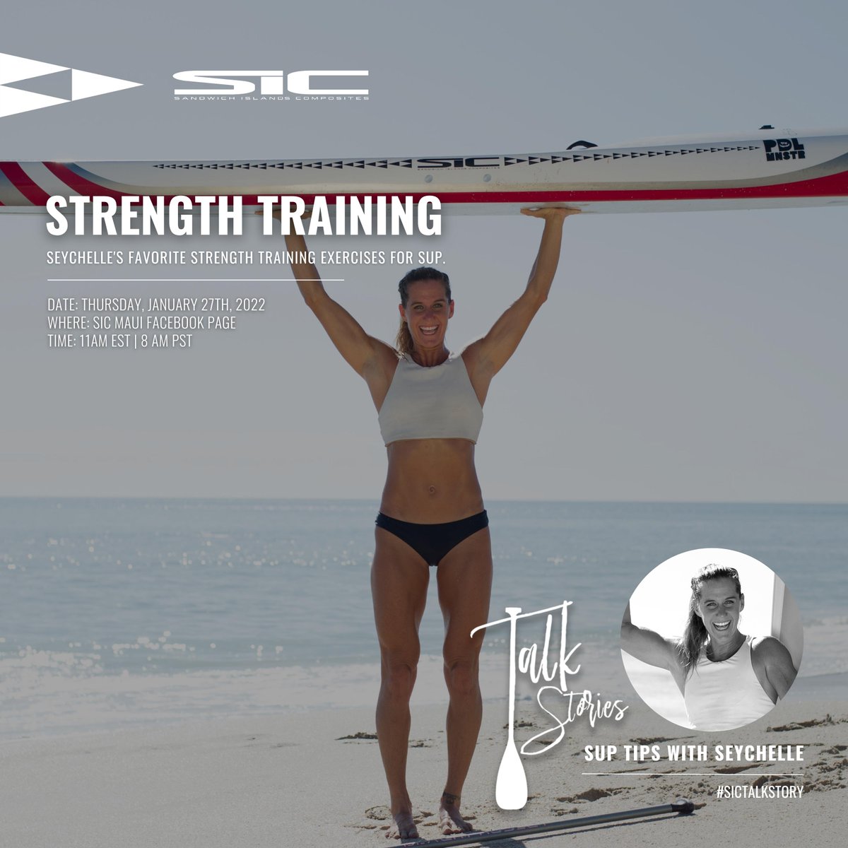 sic_maui's tweet photo. Global Athlete Seychelle SUP hosts SUP Tips on #sictalkstory talking about her "Favorite Strength Training Exercises for SUP." Join us on January 27th, 2022 at 11am EST / 8am PST on SIC Maui's Facebook Group Page.
#sicmaui #boundbywater #sictalkstory #seychellesup #suptips https://t.co/LCUfTkT2uu