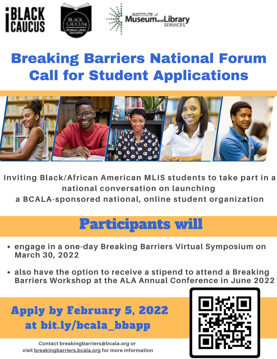 BC_ALA's tweet photo. Call for Student Applications - Breaking Barriers National Forum Apply today at https://t.co/RqB7V4I3Aw https://t.co/evt8Tpxk2S