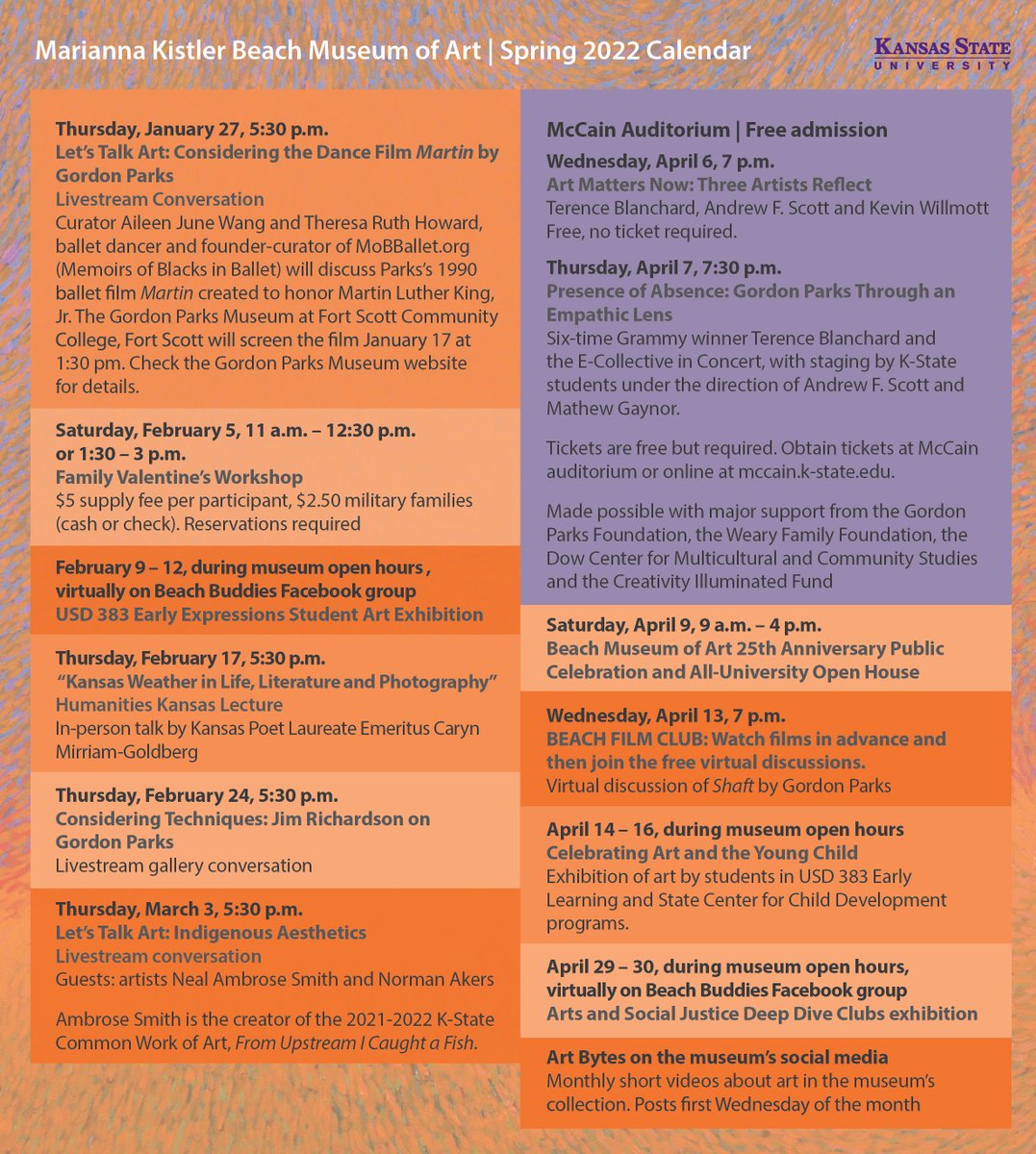 Ksu Calendar Spring 2022 Beach Museum Of Art (@Beachmuseum) / Twitter