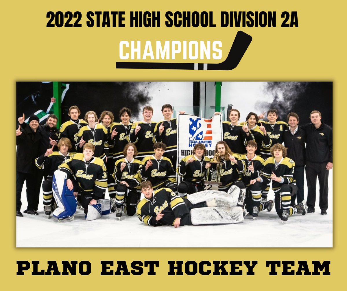 RepVanTaylor's tweet image. Congratulations to @PlanoEastHockey for winning the 2022 State High School Division 2A Championship!