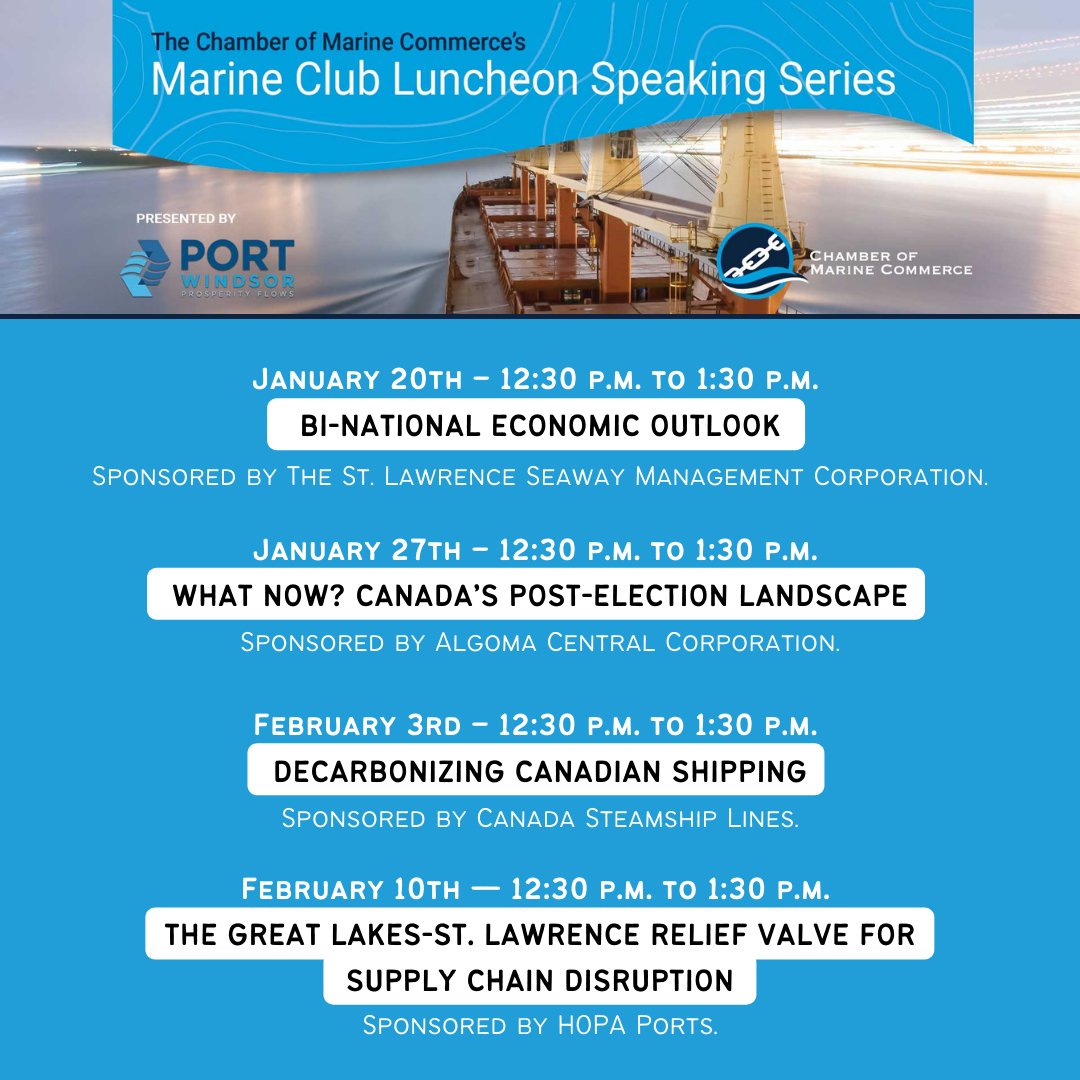 This week in the Marine Club Luncheon Speaking Series .....

WHAT NOW? CANADA'S POST ELECTION LANDSCAPE
January 27th - 12:30 to 1:30 pm EST

REGISTER NOW!
meetview.com/cmc27012022/