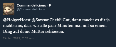 Abtacha's tweet photo. Mit Luftgewehrl auf Muslime schiessen ist ok. Diese faschistischen Wichser zur Sprache stellen ... nicht

Wir sehen wer hier für Twitter wichtig ist. Minderheiten jedenfalls nicht. @SawsanChebli https://t.co/usHDgKqTfy