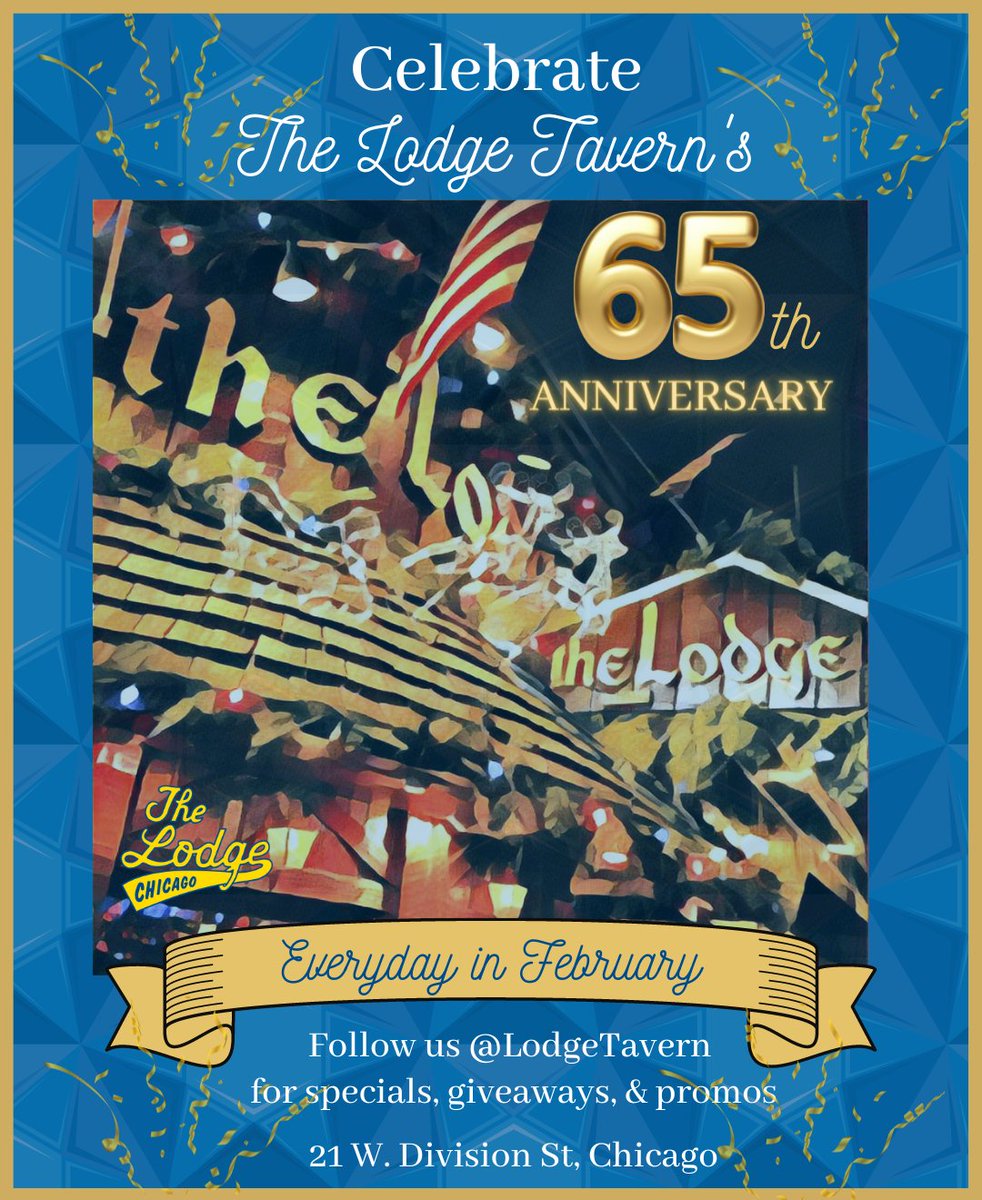 The Lodge Tavern turns 65 years old on February 27th🎉 We’re celebrating everyday in February & inviting you to join the party! Keep following us on social media & make sure to subscribe to our email list (link in bio) to stay updated on every day specials, promos & giveaways