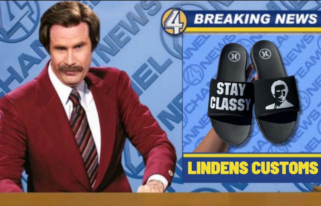 Lindens_Customs's tweet photo. Custom Slides ! #youstayclassysandiego #ronburgundy #hurley #slides #customshoes https://t.co/0PFmwPpmlV
