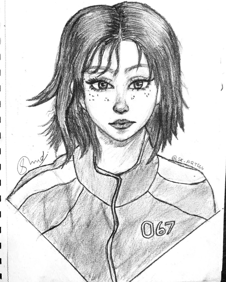 Fanart of <a href="/hoyeonfeeds/">ؘ</a> (Sae-byeok from squid game) in my #artstyle ❤️ looking for #moots ✨
#art #fanart #ArtistOnTwitter #artmoots #mutuals #artshare #f4f