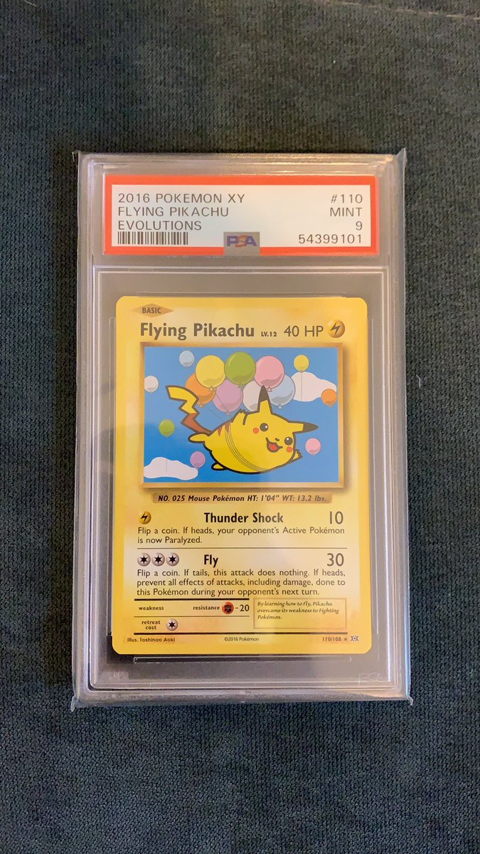 thetomcat_10's tweet photo. Just when things couldn't get more electrified, this happens!⚡Big thanks to @GeoDugtrio for this awesome Flying Pikachu from XY Evolutions! Much appreciated! 💛🖤🤍#pokémon #pokemongiveaway #winning #pokemontcg #pokemoncommunity #flyingpikachu #xyevolutions #psa #gradedcards https://t.co/InhgVBdelw