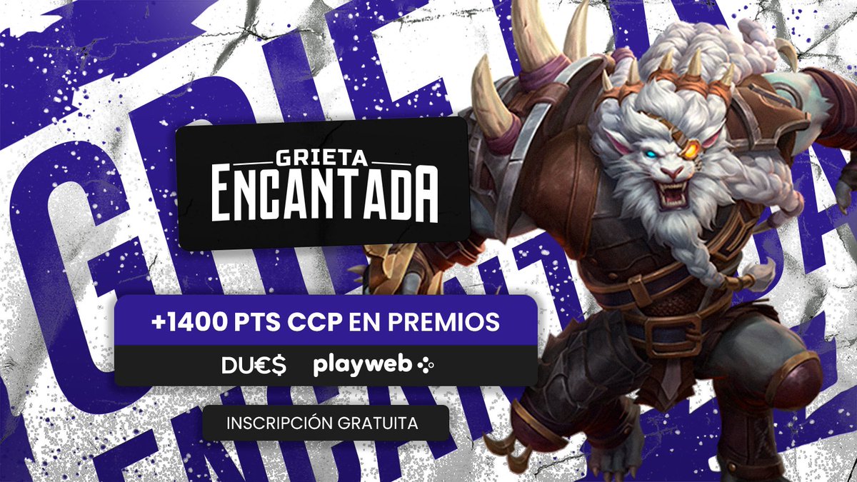 #WildRift | Abrimos Inscripciones

🔺 Ya está aquí la 2da Edición de la Grieta Encantada 💢

💰 | Premio: +1400 CPP
🛃 | Inscripción: Gratuita
📆 | 29 de enero

¿Cómo participar? Contáctanos por MD📩