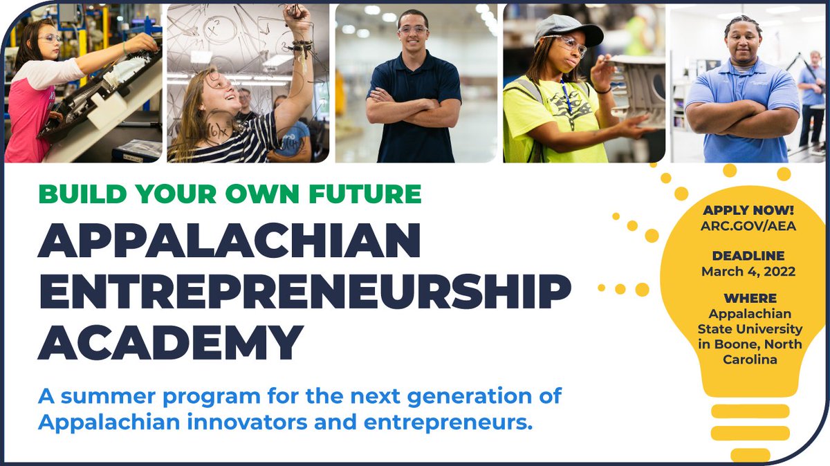 entretalk's tweet image. What does it take to be an entrepreneurial leader in #Appalachia? @ARCgov ‘s summer Appalachian Entrepreneurship Academy provides high school students with the skills &amp;amp; mentorship needed to bring ideas to life. Apply by March 4 at arc.gov/AEA.