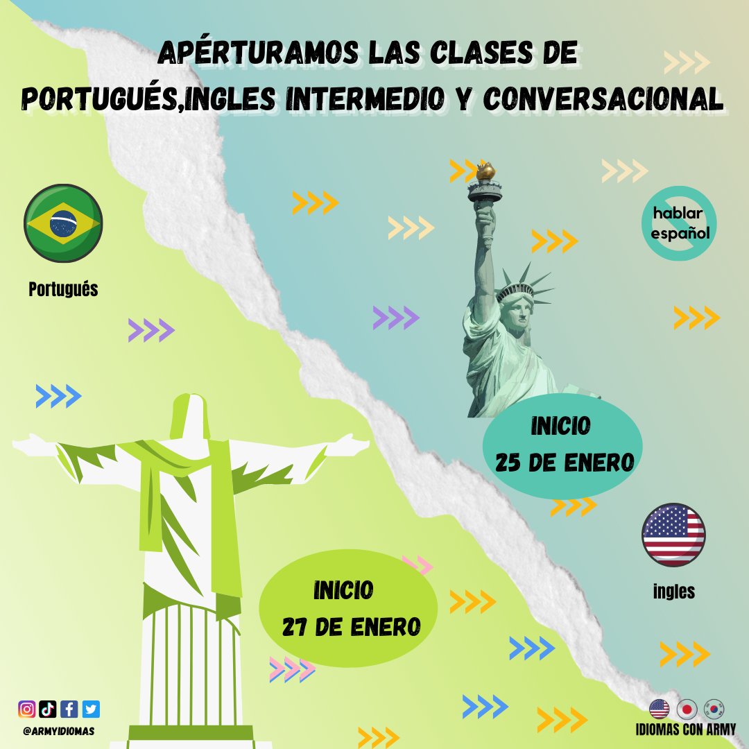 ArmyIdiomas's tweet photo. Nuevos idiomas !!! #portugues #ingles #idiomas #armyidiomas ingresa en https://t.co/cHdbMAzsvq https://t.co/2u5tsSO9Py