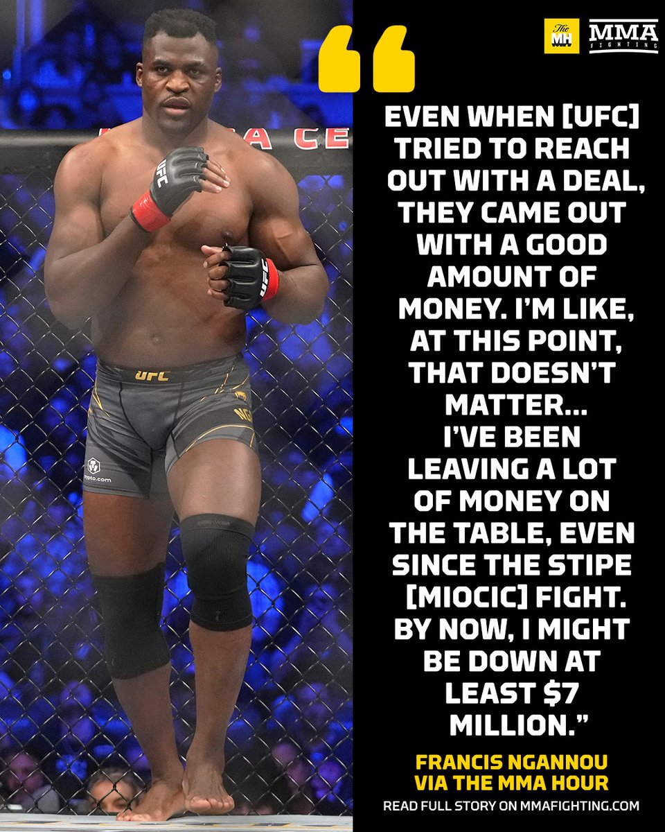 arielhelwani's tweet photo. Francis Ngannou is playing the long game 💰 #TheMMAHour 

▶️ https://t.co/6XLUeg4jD4 https://t.co/K0elKgOs1N