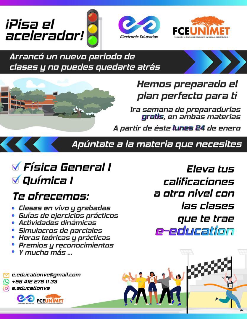 Si la física y la química no son tu fuerte, no esperes a los parciales y cuídate en conocimiento 🤓👌🏼

Una alianza con Electronic Education para beneficio estudiantil y capacitación de nuestros preparadores 💪🏼

Accede aquí linktr.ee/e.educationve