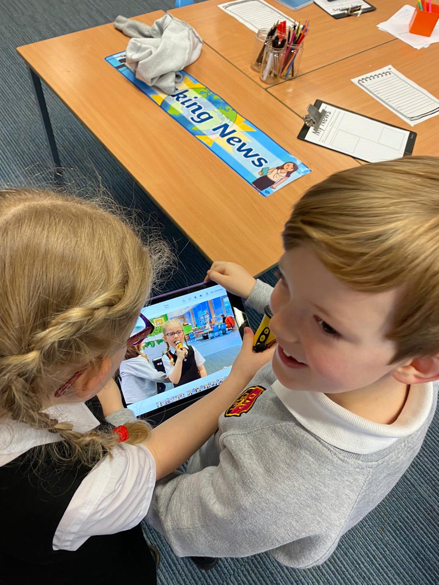 DreghornPrimary's tweet photo. Primary 2 News Crew! Fantastic efforts in talking, listening, presenting information and using technogy today! #presentersofthefuture #cutenessOVERLOAD https://t.co/oVP5wgkCgJ