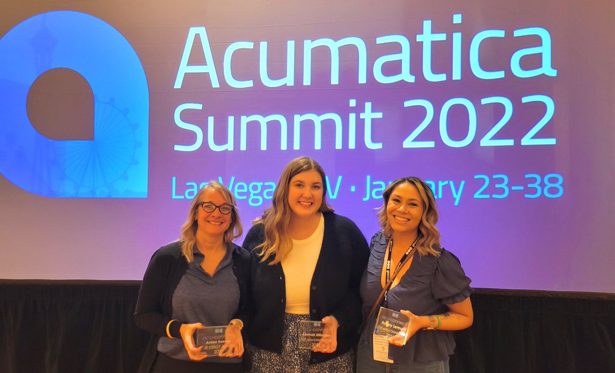 So honored to be chosen as a Top Acu-Connector at <a href="/Acumatica/">Acumatica</a> Summit 2022 🏆

Thank you to all of the <a href="/acu_connect/">acu-connect</a> #acuFamily, especially <a href="/NicoleRonchetti/">Nicole Ronchetti</a>, <a href="/darcybo/">Darcy Boerio</a> &amp; @liz_az

@KlearSystemsAsh <a href="/TheISVSociety/">Amiee Keenan</a> 
#AcumaticaSummit