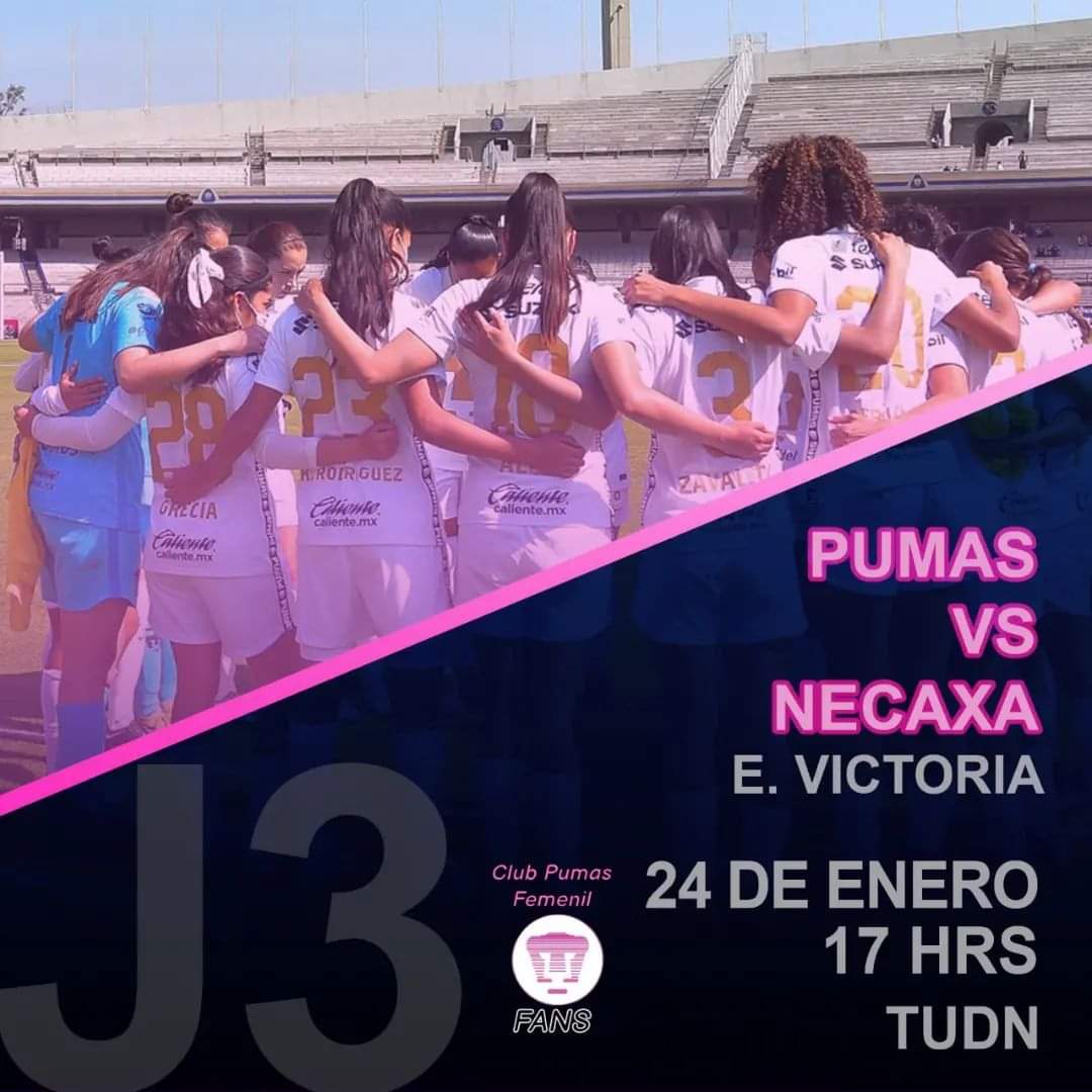 Seguimos contando nuestra historia y nos toca ir a luchar por un sueño más en Aguascalientes.

¡Vamos juntas por la victoria! 💪🏻

#SoyDePumas 💛 💙